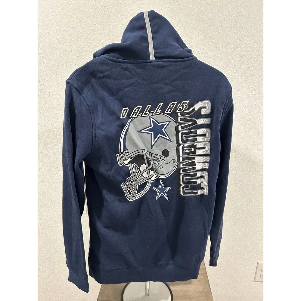 NFL Ultra Game Dallas Cowboys Mens Navy Blue Full Zip Hoodie Sweatshirt NEW - Picture 5 of 13